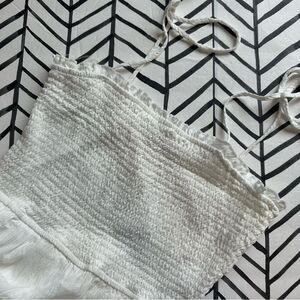 NWT Dry Goods / Hyfve Size L White Smocked Crinkle Midi Length Dress